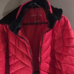 Nautica Women's Vibrant Red Puffer Jacket